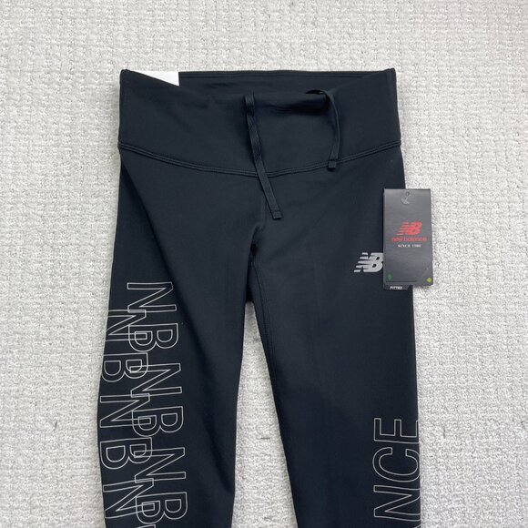 New Balance Printed Accelerate Black Reflective Running Mid Rise Tight Wom XS - Picture 2 of 14